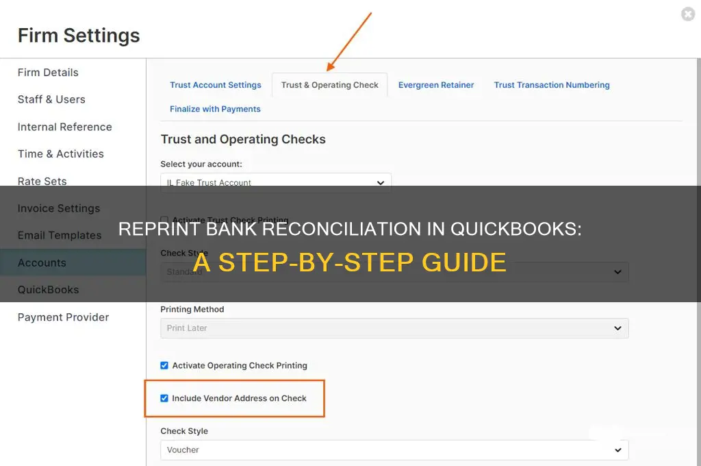how to reprint bank reconcilliation in quickbooks