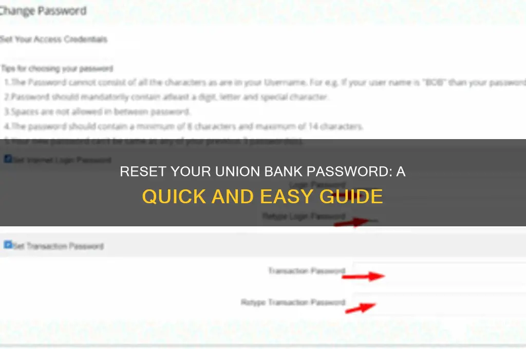 how to reset password in union bank