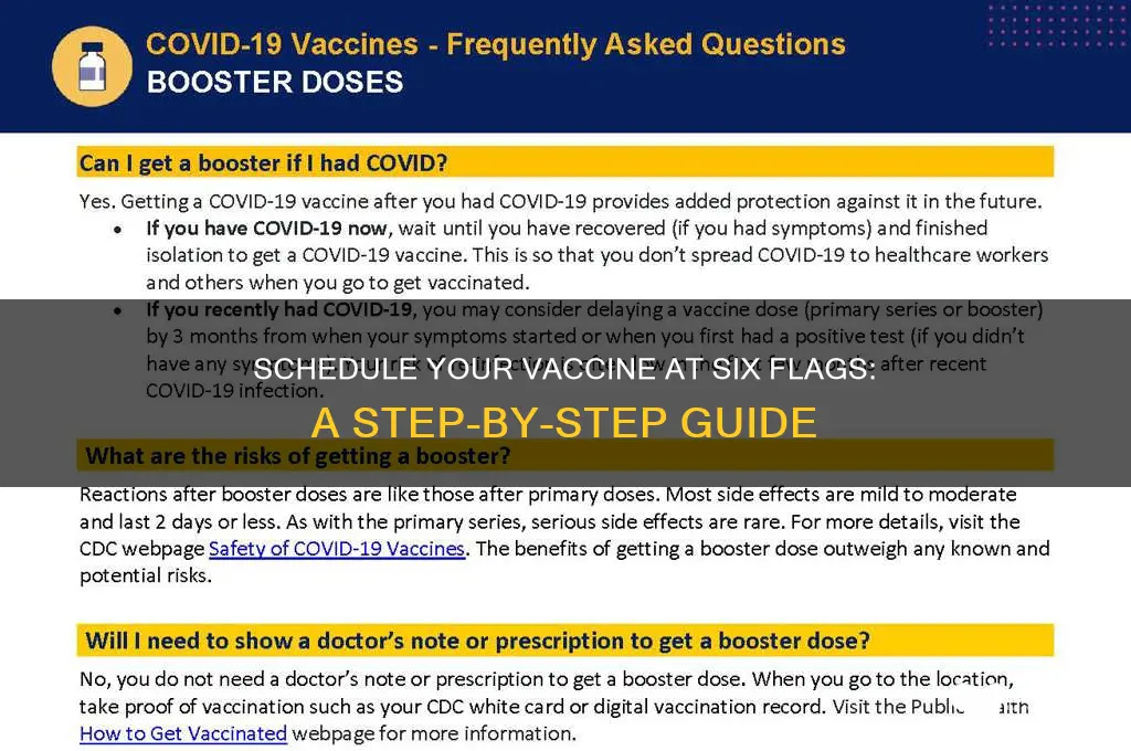 how to schedule vaccine at six flags