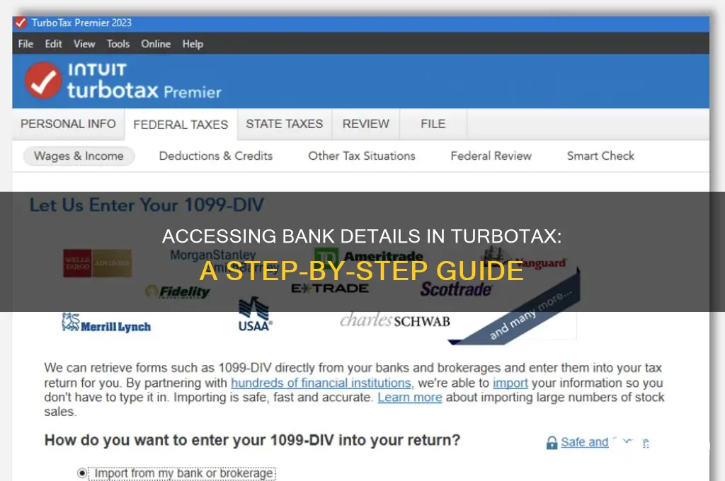 how to see bank info on turbotax