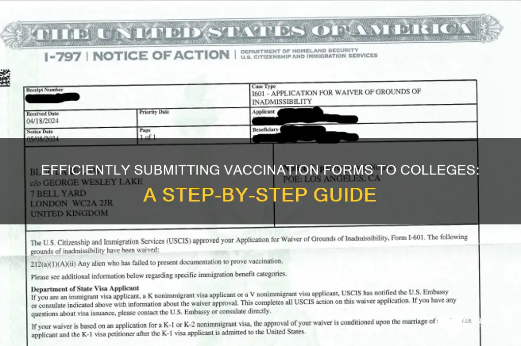 how to send vaccination forms to colleges