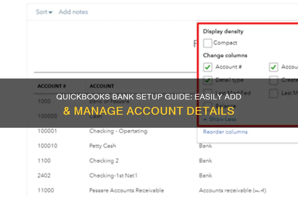 how to setup bank information in quickbok