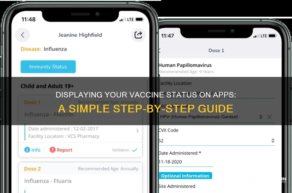 how to show vaccine status on app