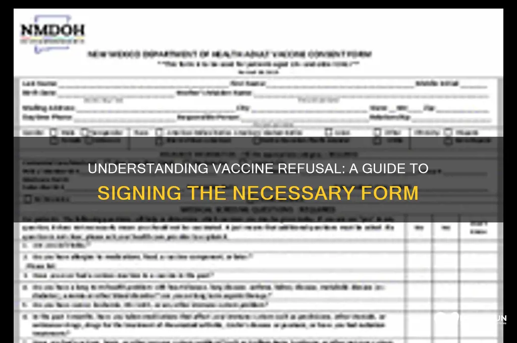 how to sign a vaccine refusal form