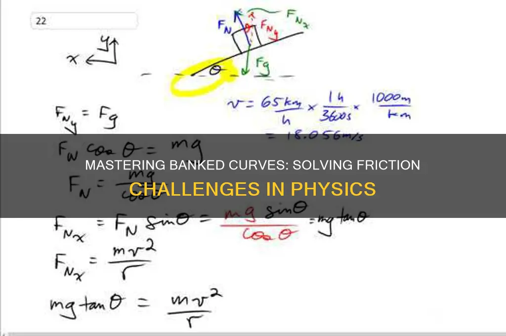 how to solve banked curve with friction