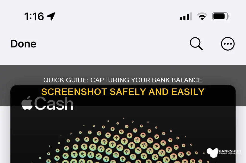 how to take screenshot of bank balance