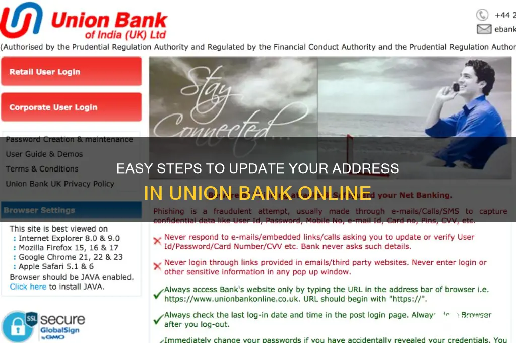 how to update address in union bank