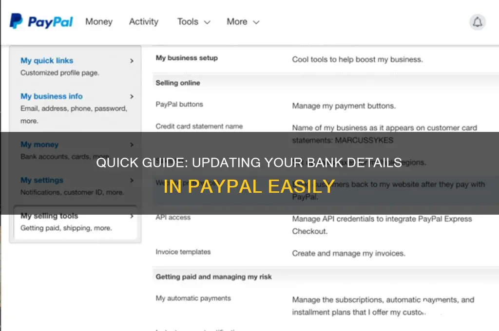 how to update bank details in paypay