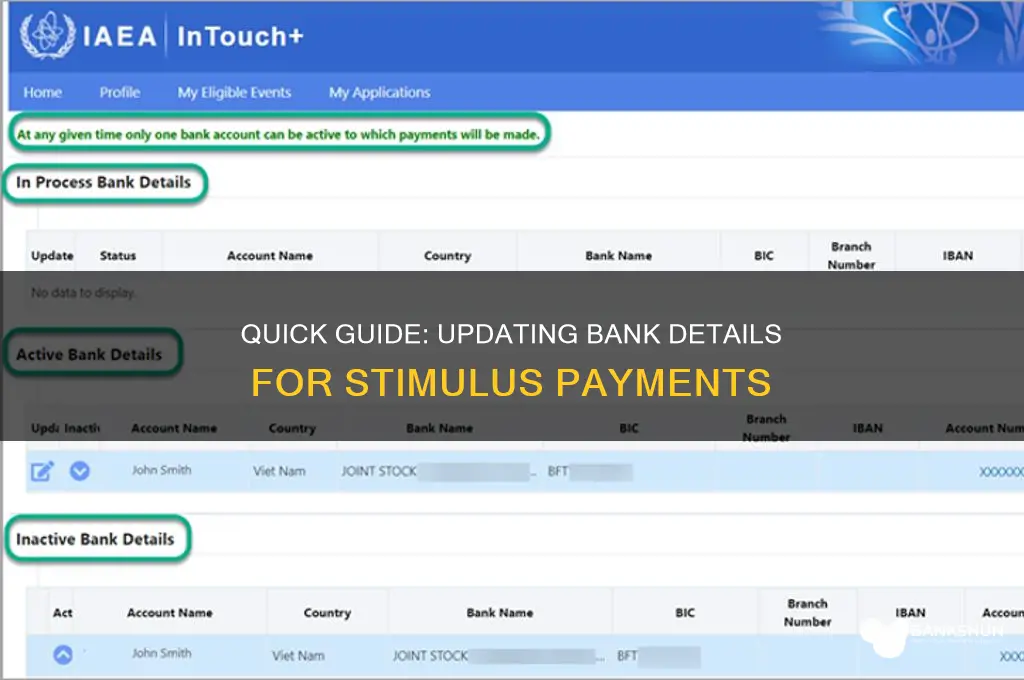 how to update bank info for stimulus