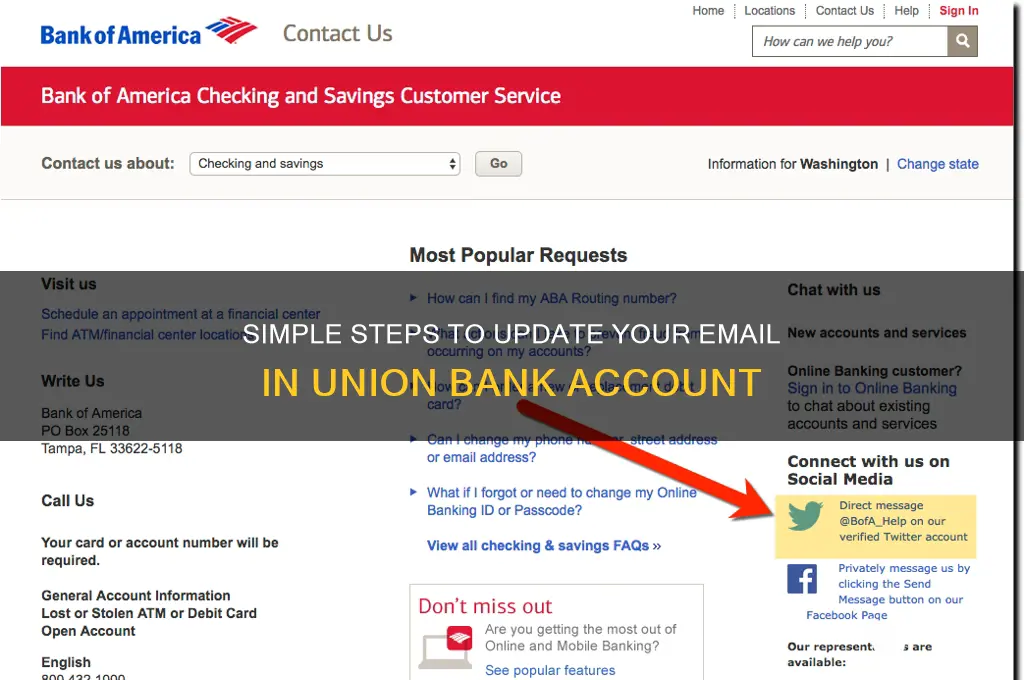 how to update email in union bank