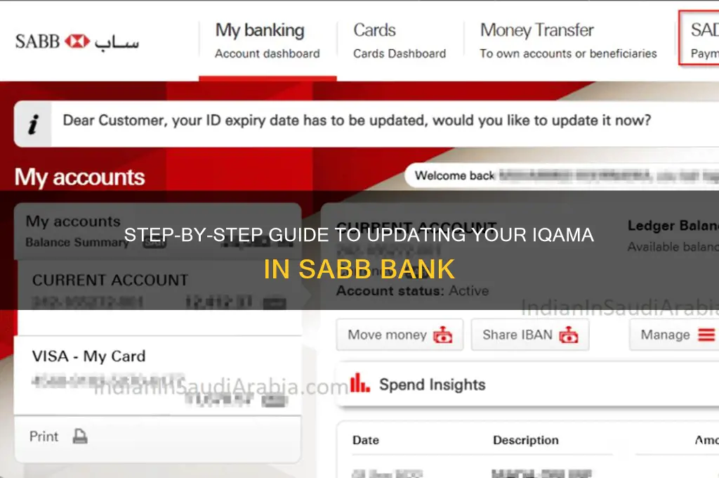 how to update iqama in sabb bank