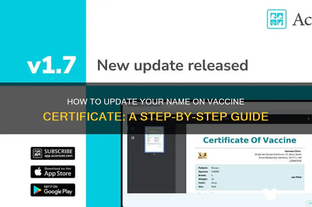 how to update name on vaccine certificate