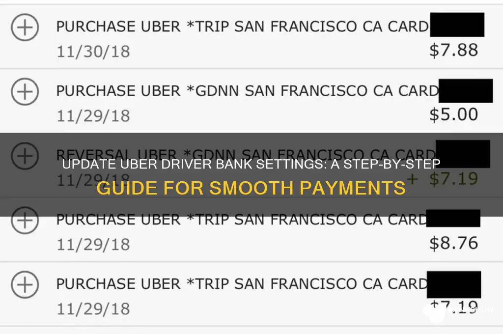 how to update uber driver bank settings