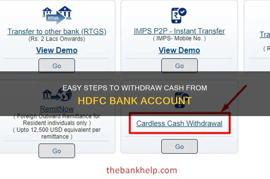 how to withdraw cash from hdfc bank