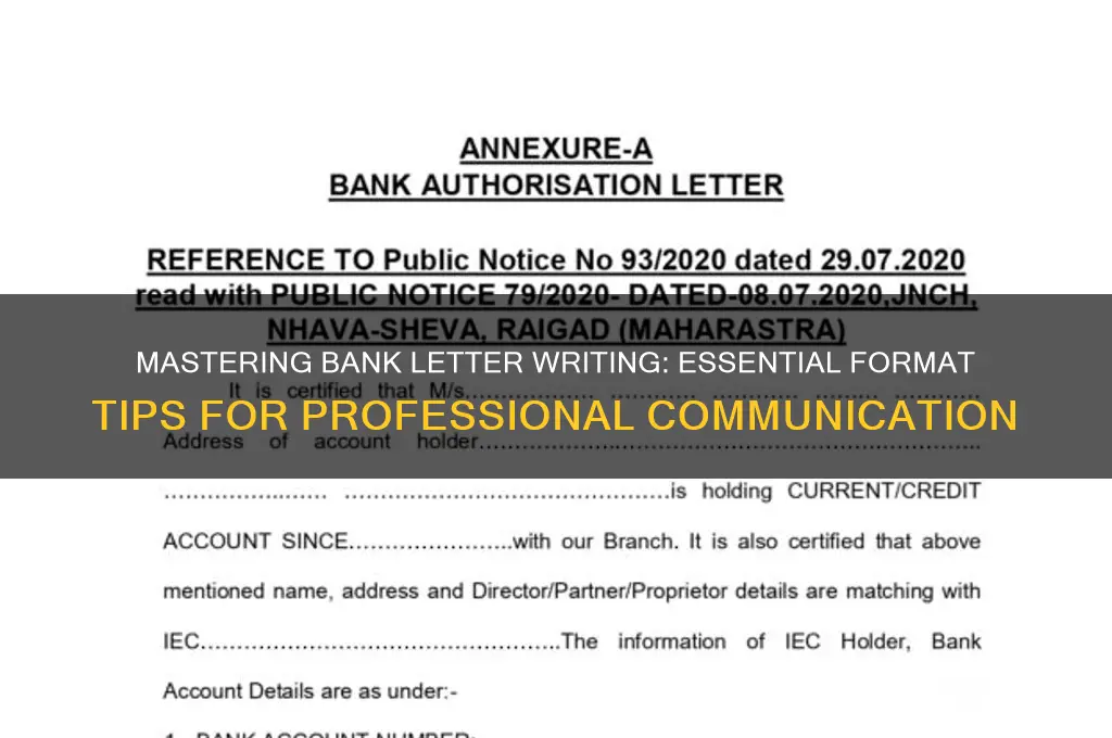how to write a bank letter format