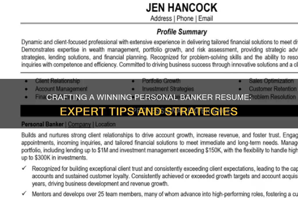 how to write a personal banker resume