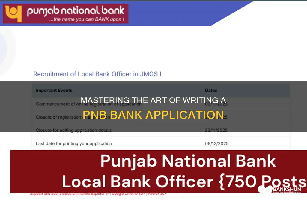 how to write application to pnb bank