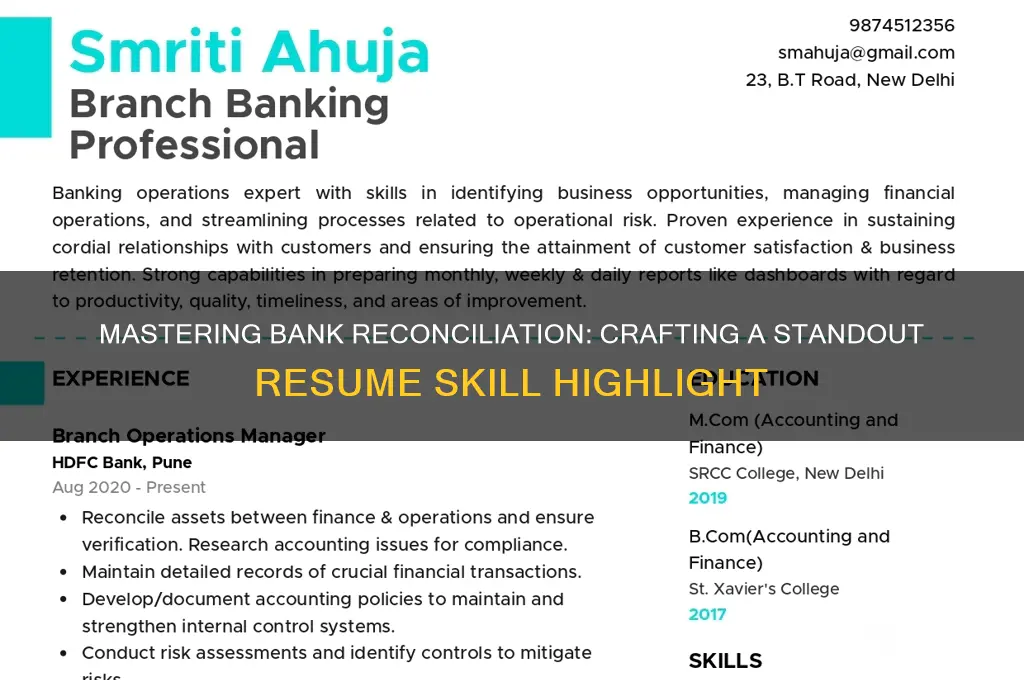 how to write bank reconciliation in resume