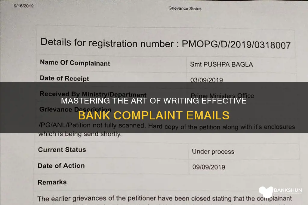 how to write complaint email to bank