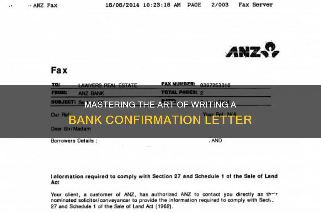 how to write confirmation letter to bank