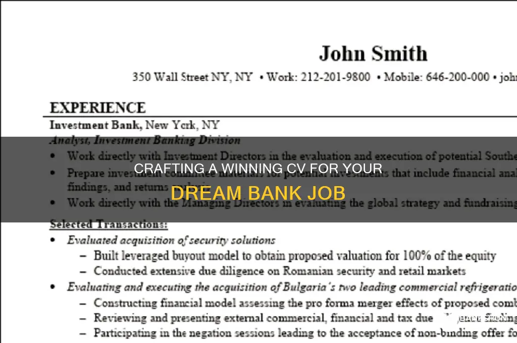 how to write cv for bank job