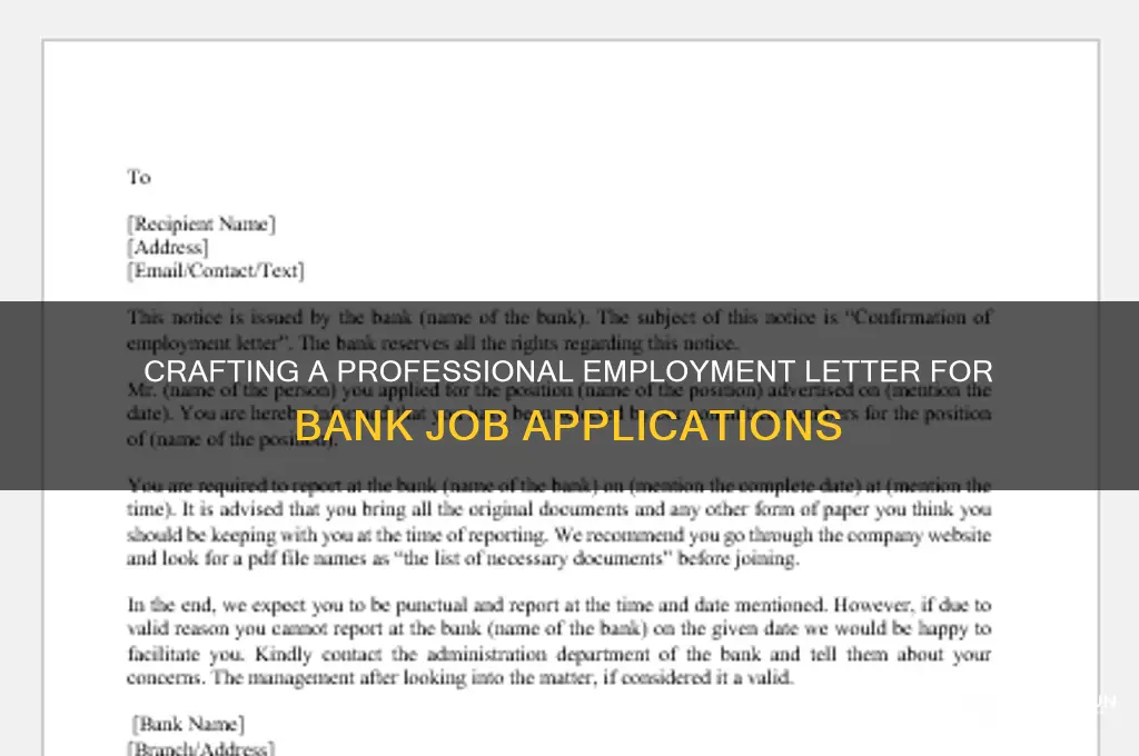 how to write employment letter for bank