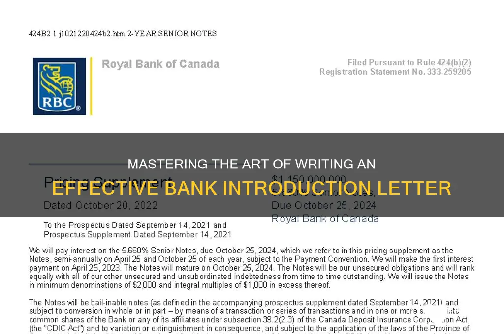 how to write introduction letter to bank