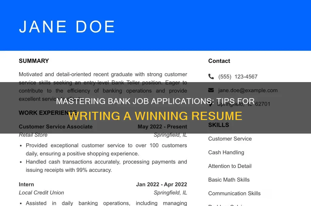 how to write job application for bank