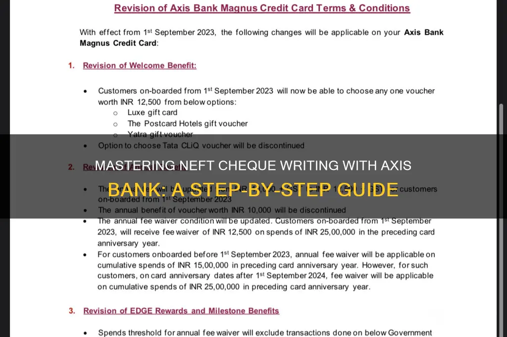 how to write neft cheque axis bank