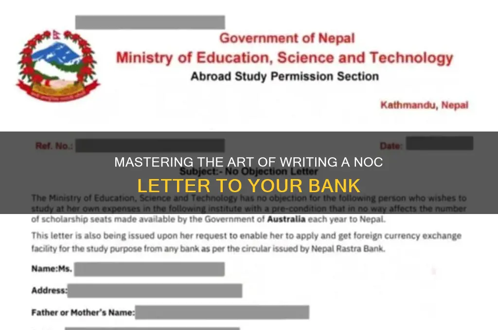 how to write noc letter to bank