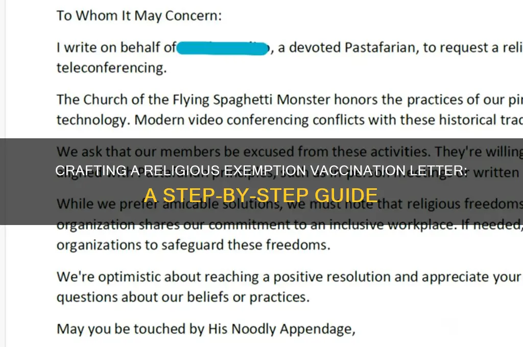 how to write religious exemption vaccination letter