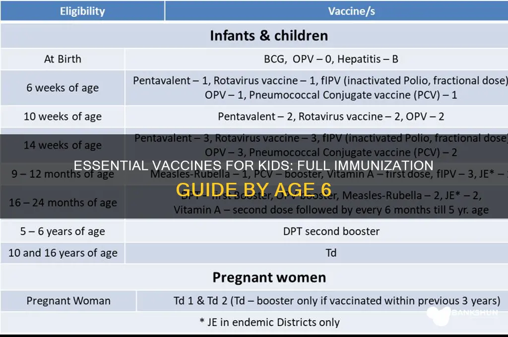 how total vaccines recommended by age 6