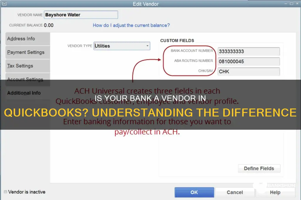 is a bank a vendor in quickbooks