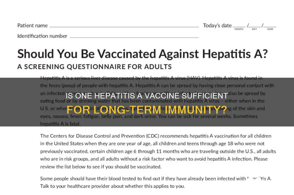 is a single hep a vaccine enough