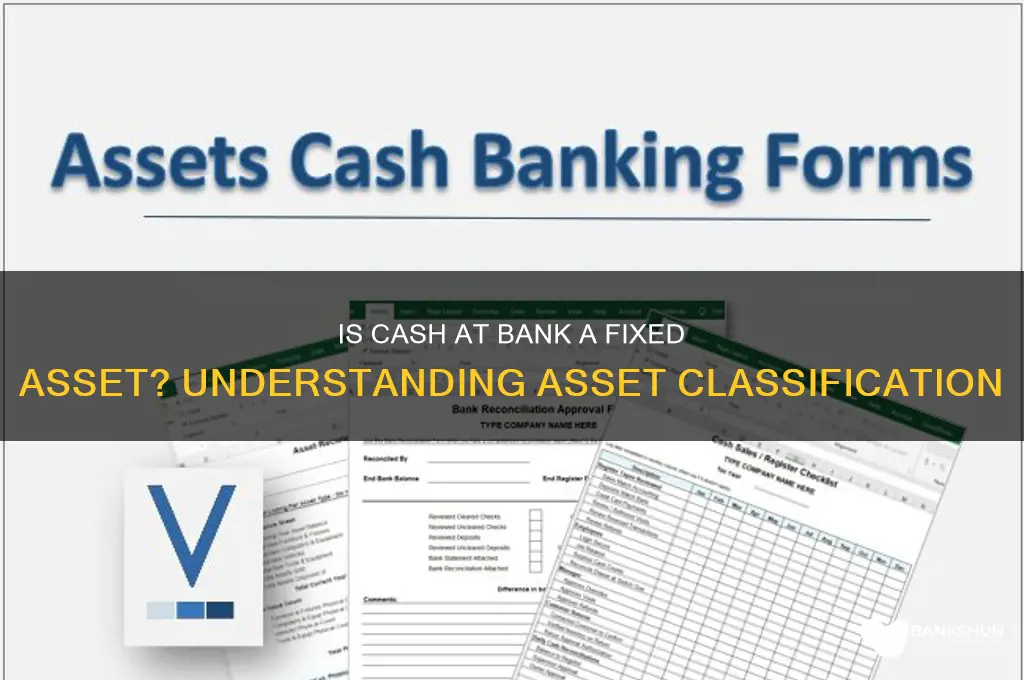 is cash at bank a fixed asset