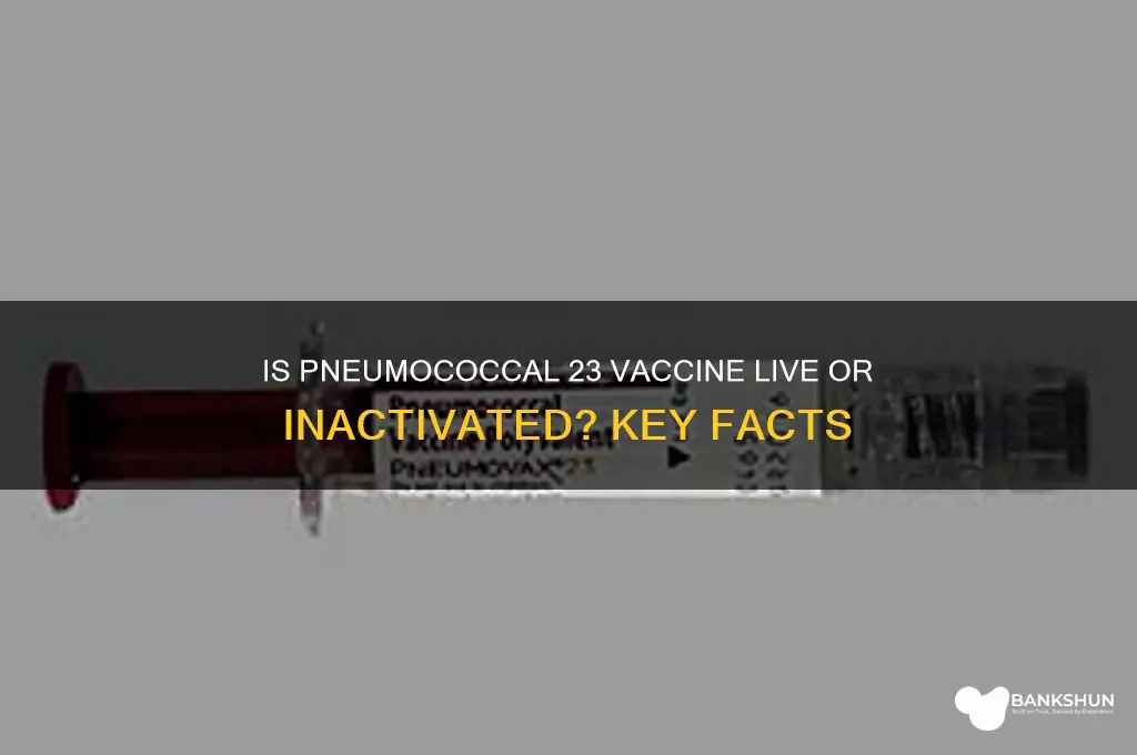 is pneumococcal 23 vaccine a live vaccine