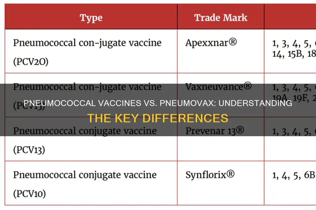 is pneumococcal vaccines the same as pneumovax