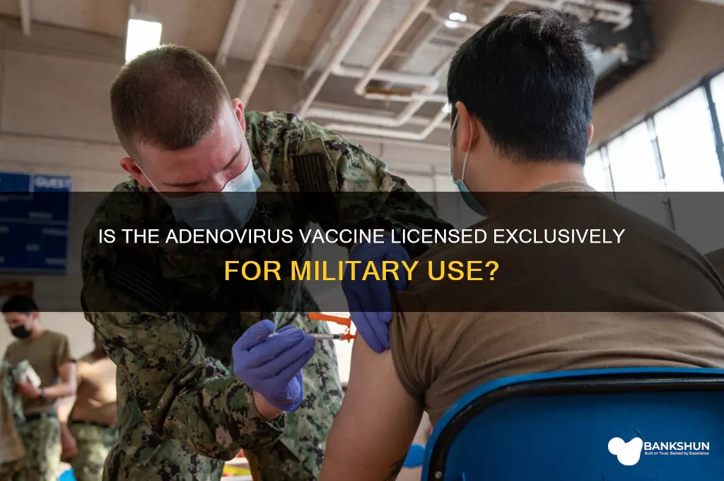 is the adenovirus vaccine licensed to military