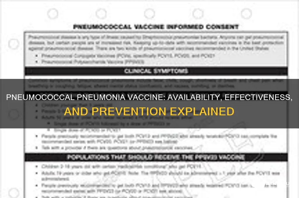 is there a vaccine for pneumococcal pneumonia