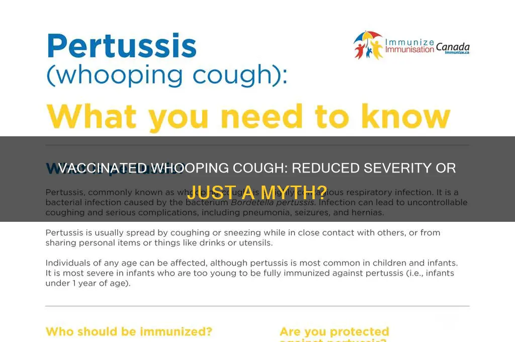 is whooping cough less severe if vaccinated