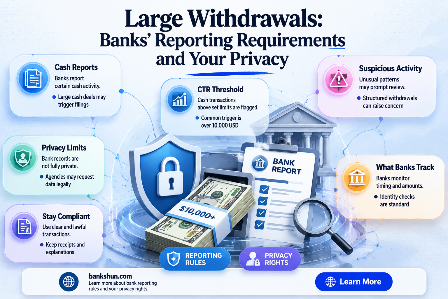 do banks have to report large withdrawals