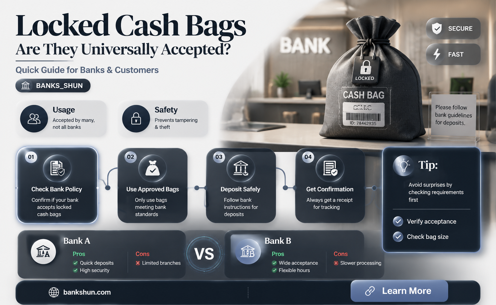do all banks accept locked cash bags