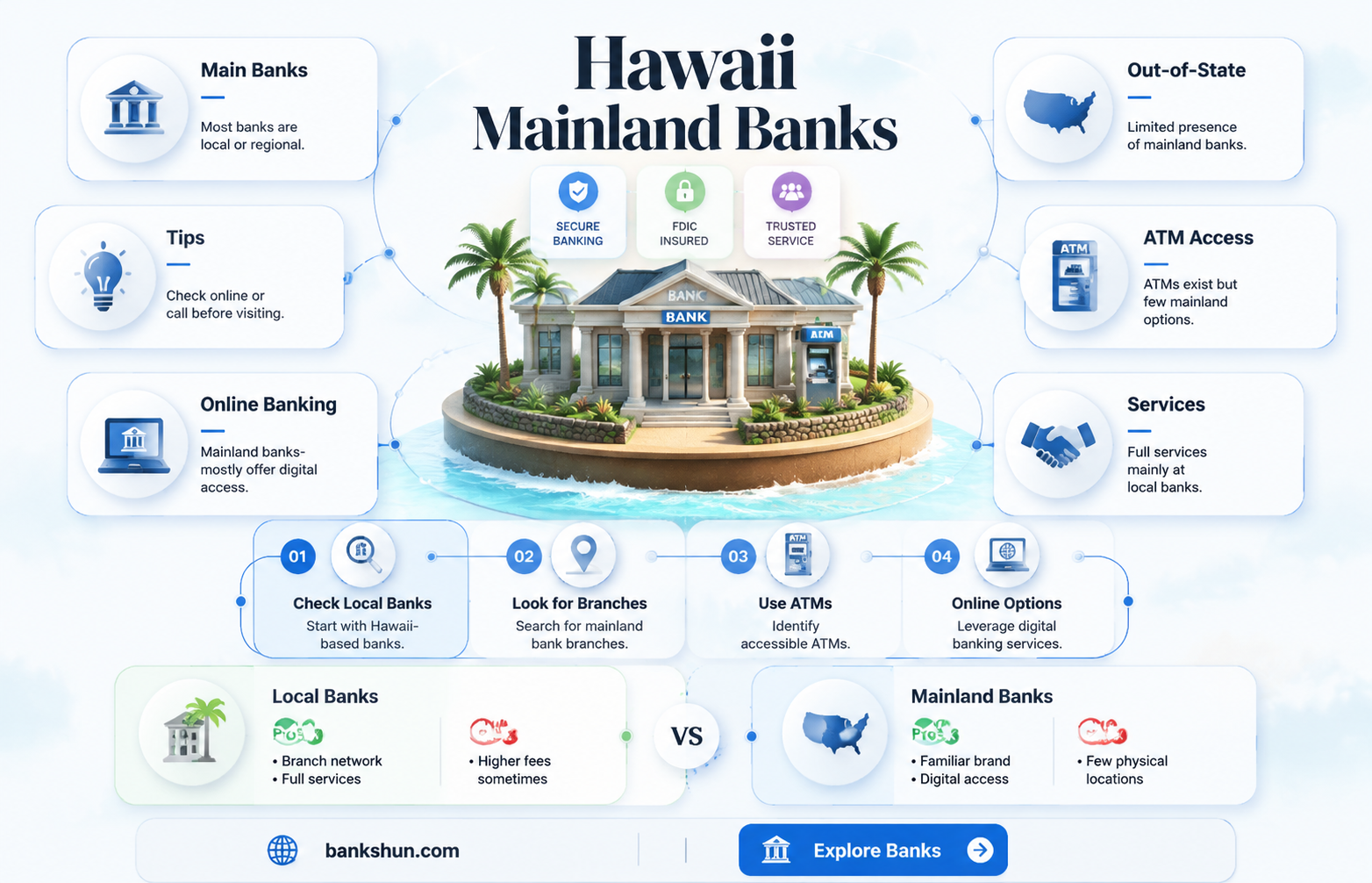 are there any mainland banks in hawaii