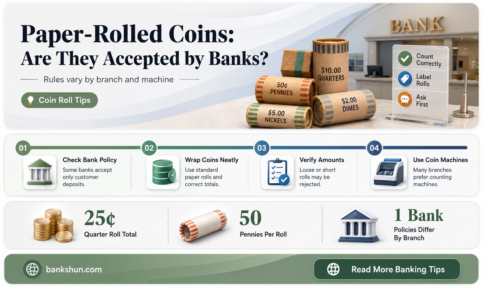 do banks accept coins rolled in paper