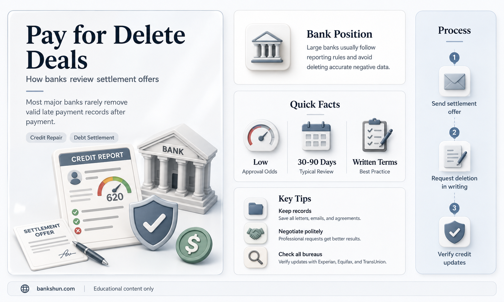 do banks accept pay for delete settlements