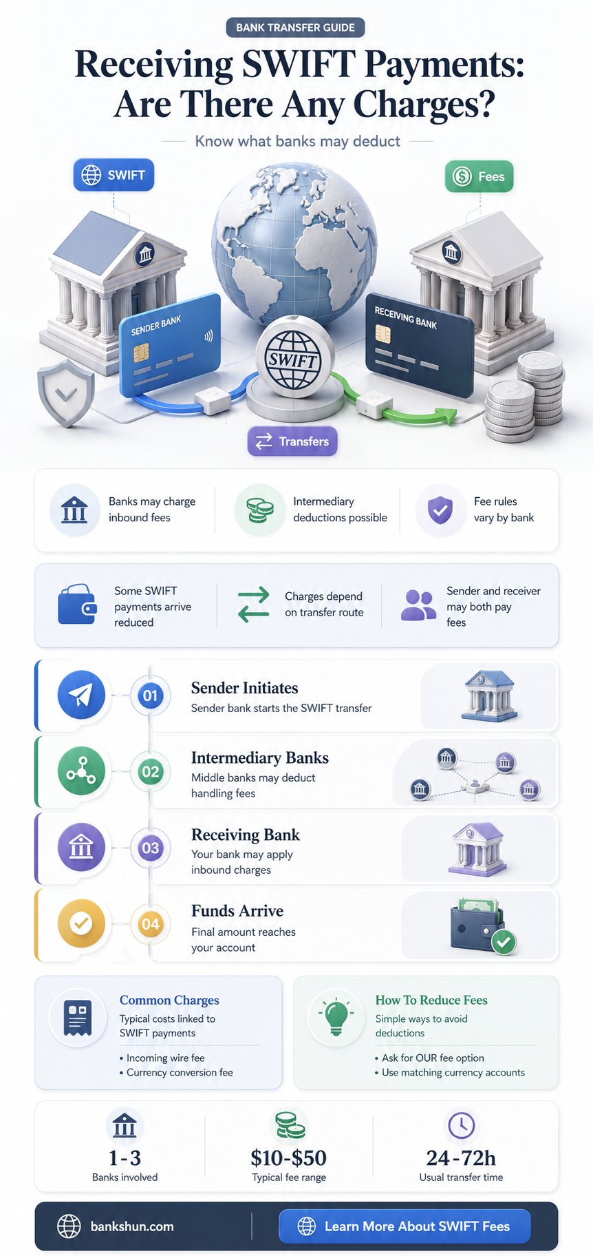 do banks charge for receiving swift payments