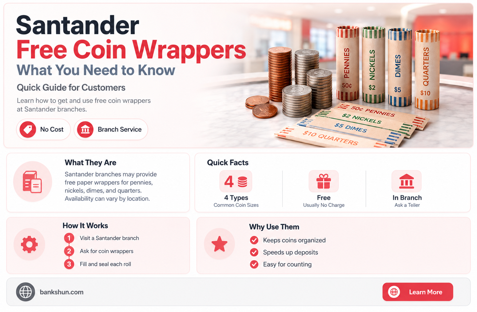 do banks give free coin wrappers santander