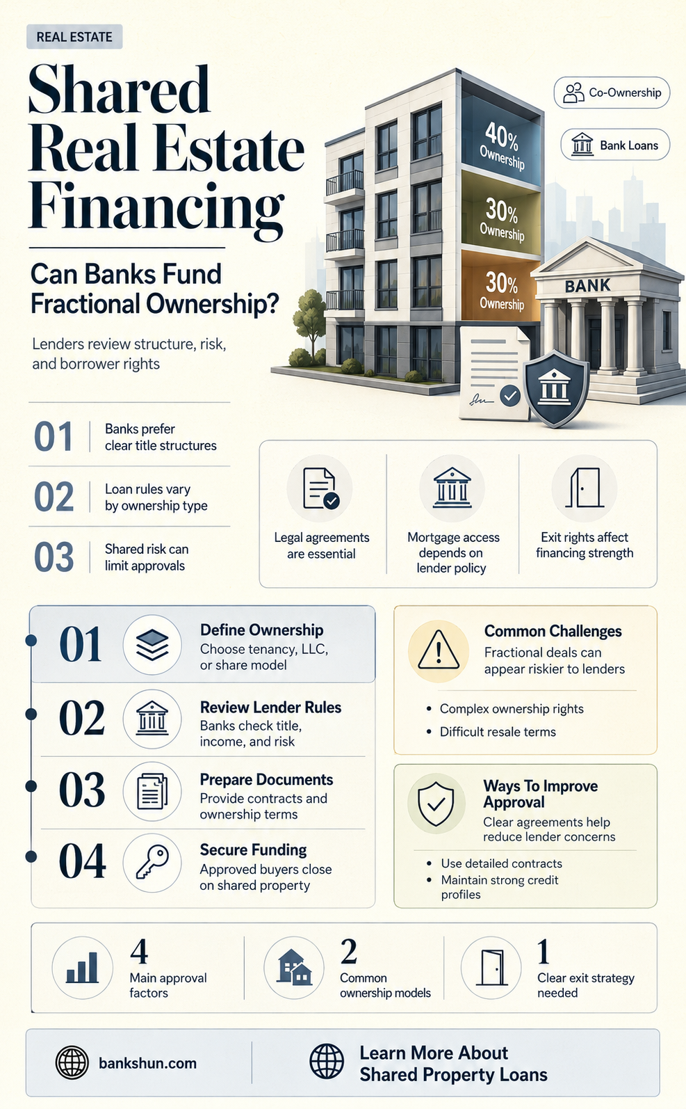 do banks finace 1 4 share realestate