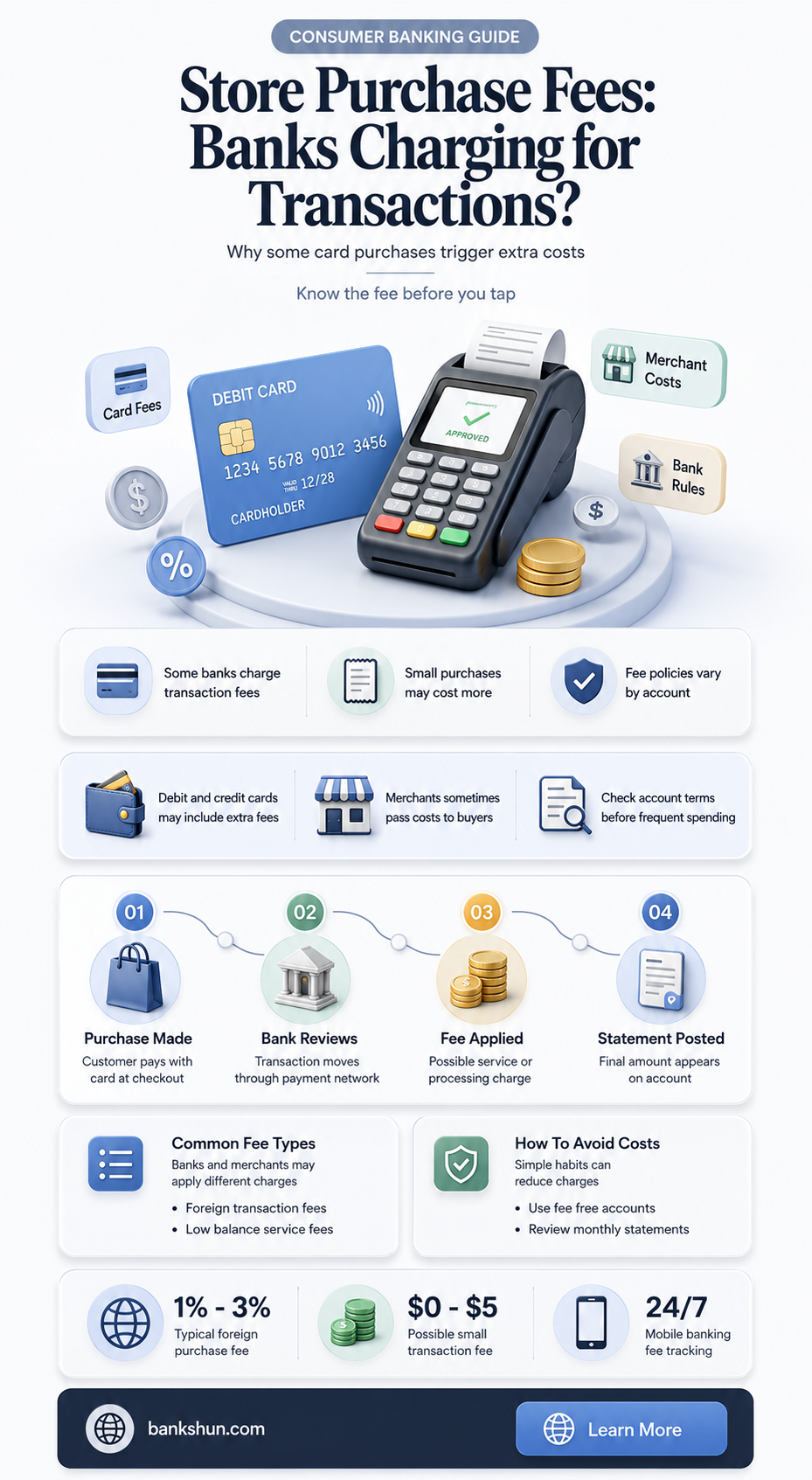 do banks charge fees for store purchases