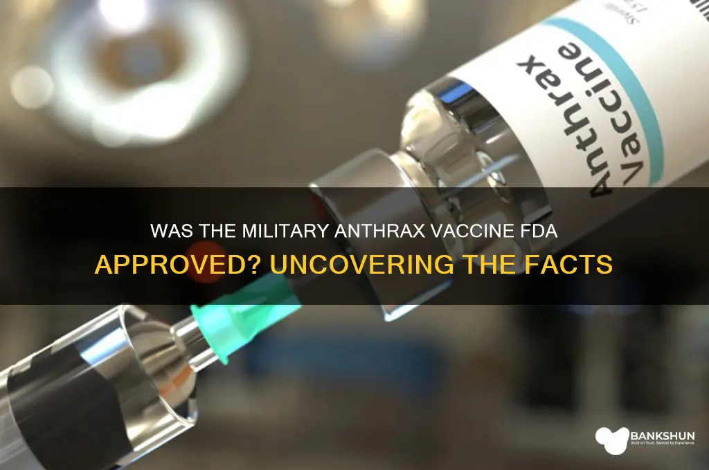 was the military anthrax vaccine fda approved
